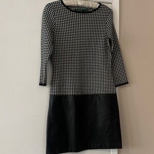 Ralph Lauren Houndstooth and faux leather dress